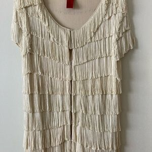 Beige Fringe Vest